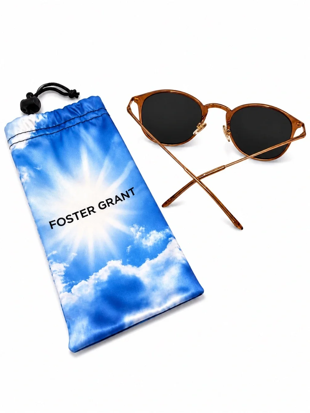 Foster Grant Elsie Rose Gold Round Sunglasses New With Case